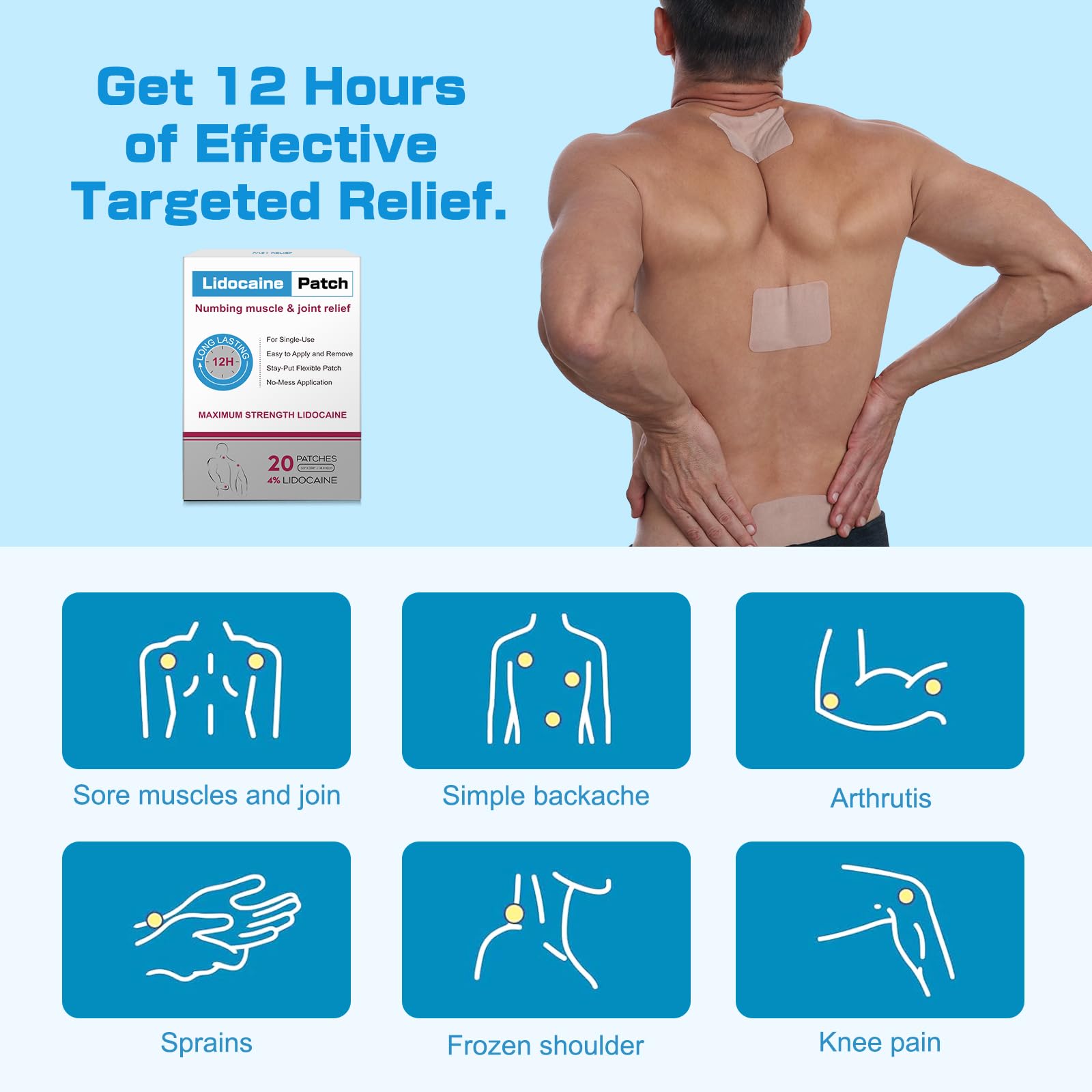 Flexible hydrogel topical anesthetic patch for knee joint soreness