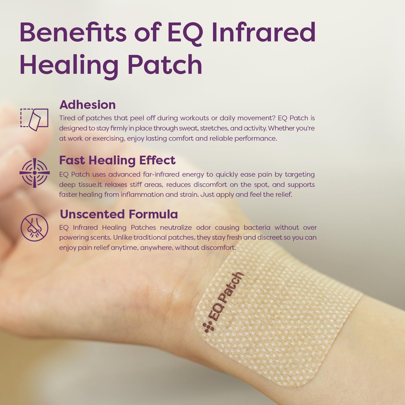 EQ Patch Infrared Heating Patches being cut with scissors to customize size for joint relief