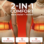 Close up view of the self heating pad attached to the adjustable elastic wrap belt.
