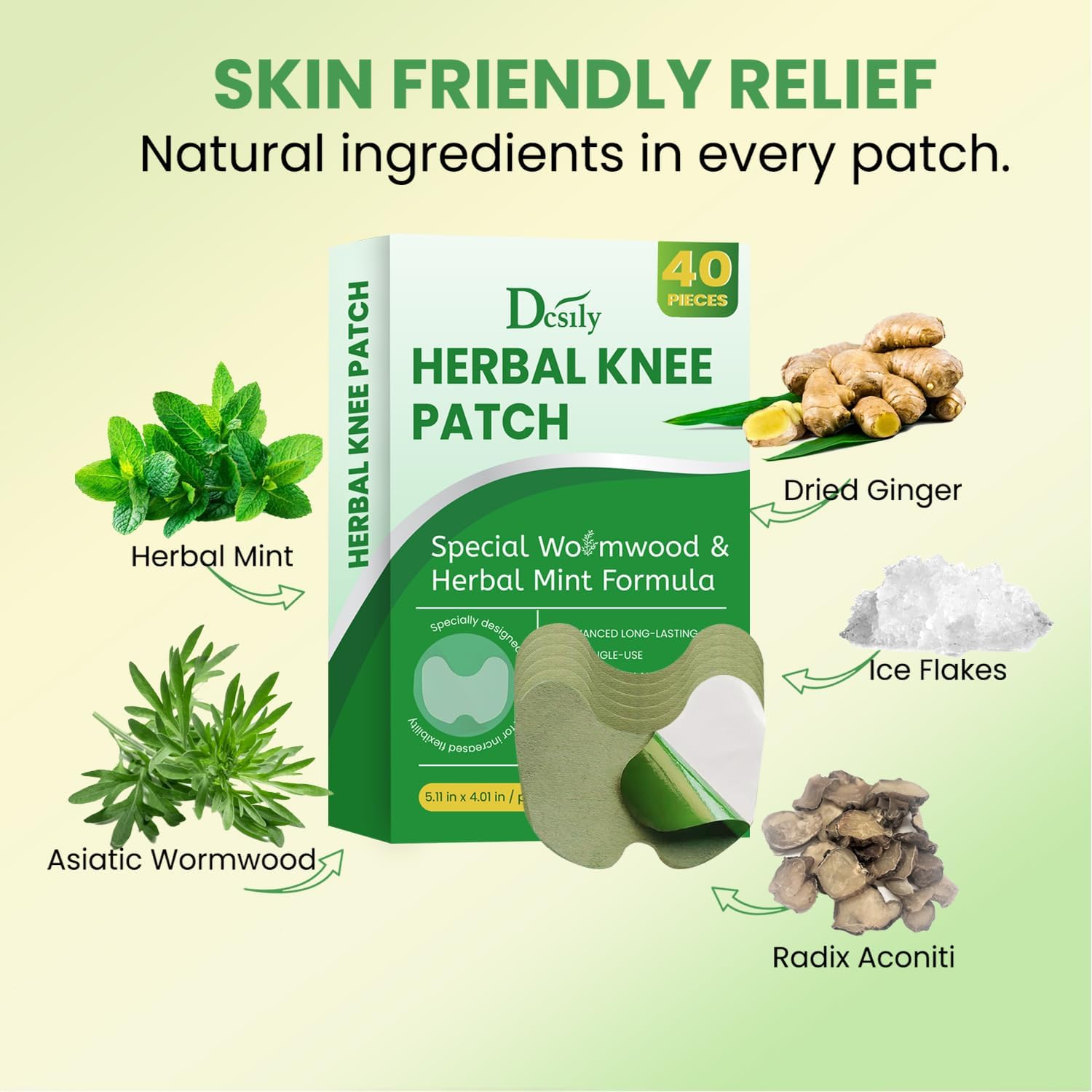 Step by step application guide showcasing skin cleaning, peeling, and sticking the herbal patch.