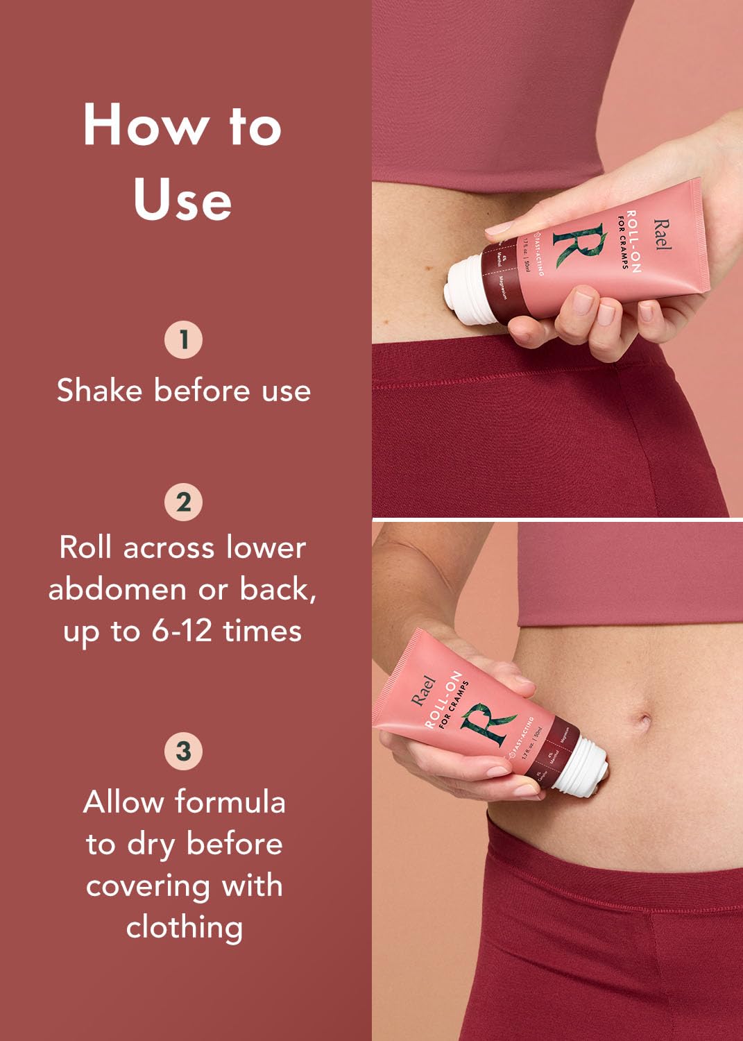 Rael fast absorbing cooling cream for lower back and abdomen muscle tension