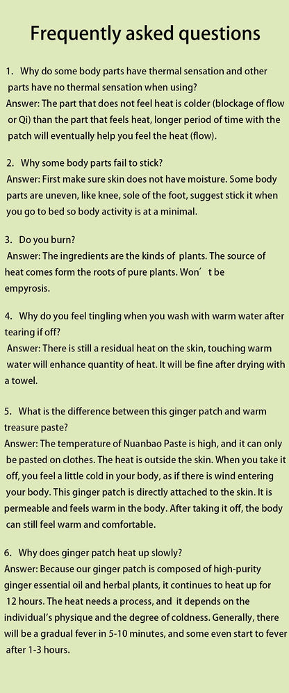 Natural ginger patches for blood circulation and lymphatic drainage therapy