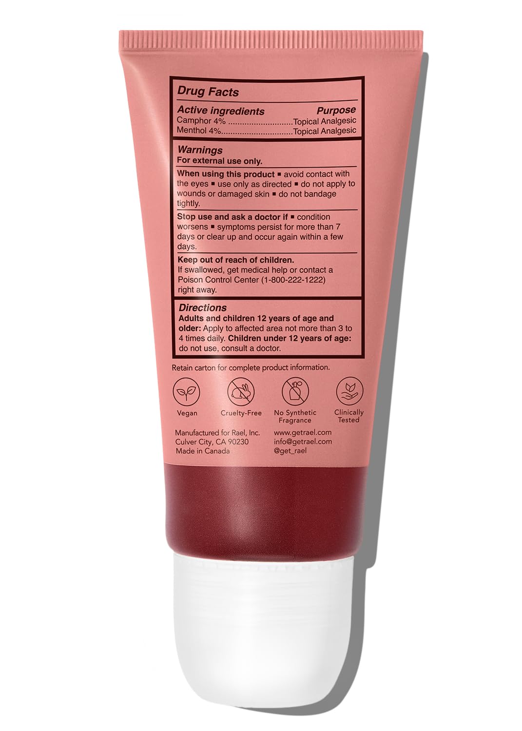 Fifty milliliters travel friendly Rael menstrual cramp soothing roll on cream