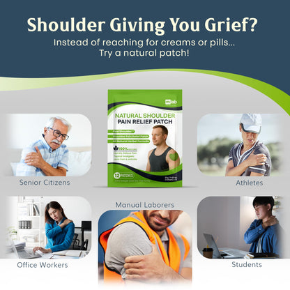 Transdermal shoulder relief patch application on an active individual