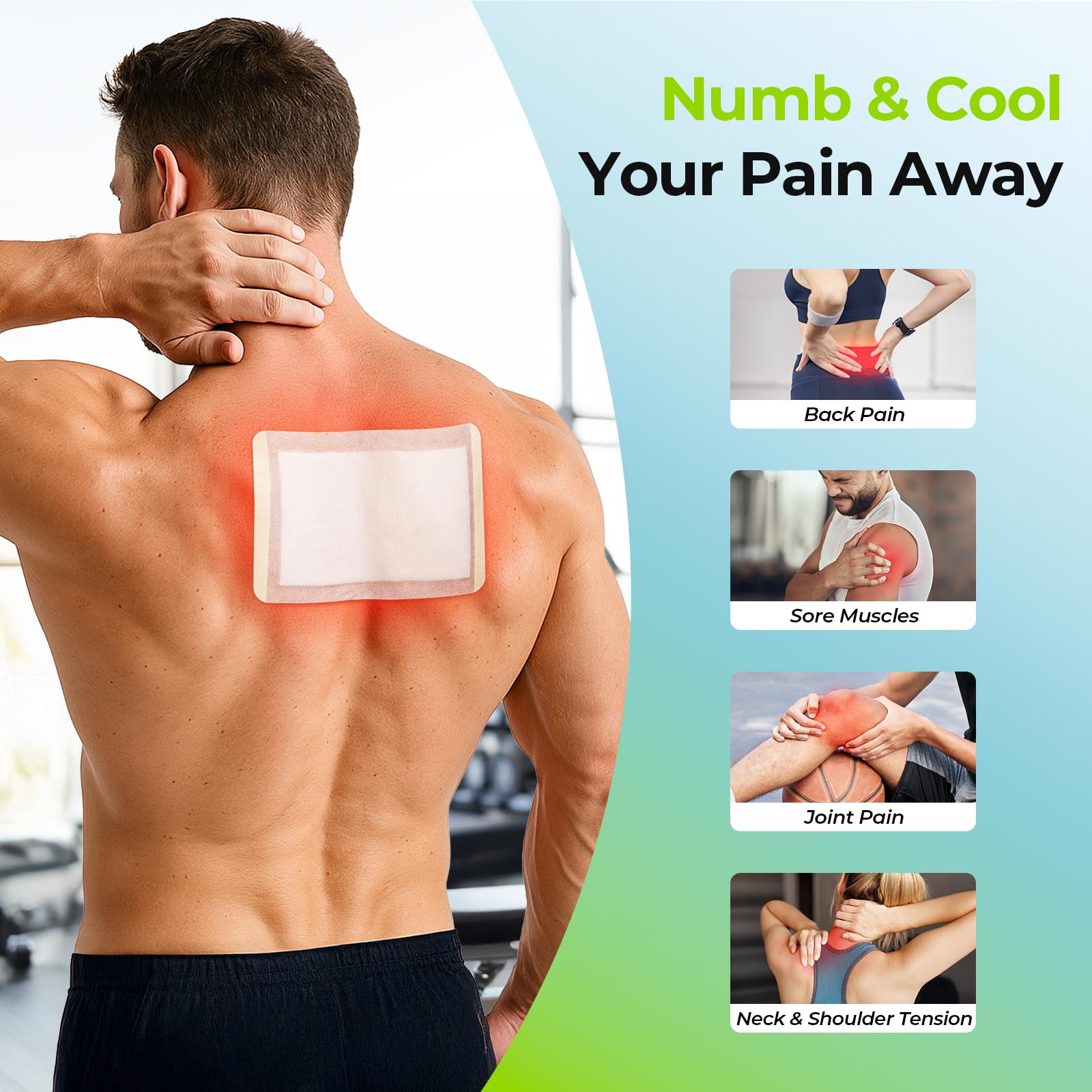 AUVON transdermal patches showcasing the 4 percent lidocaine and 1 percent menthol active ingredients list.