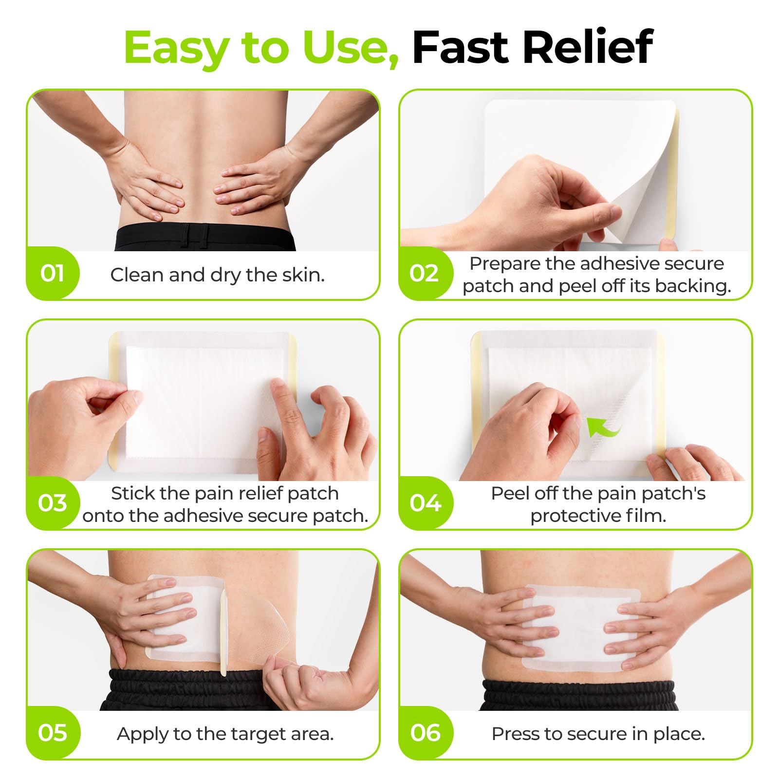 AUVON imported personal care pain patch package contents displaying the 10 included patches.