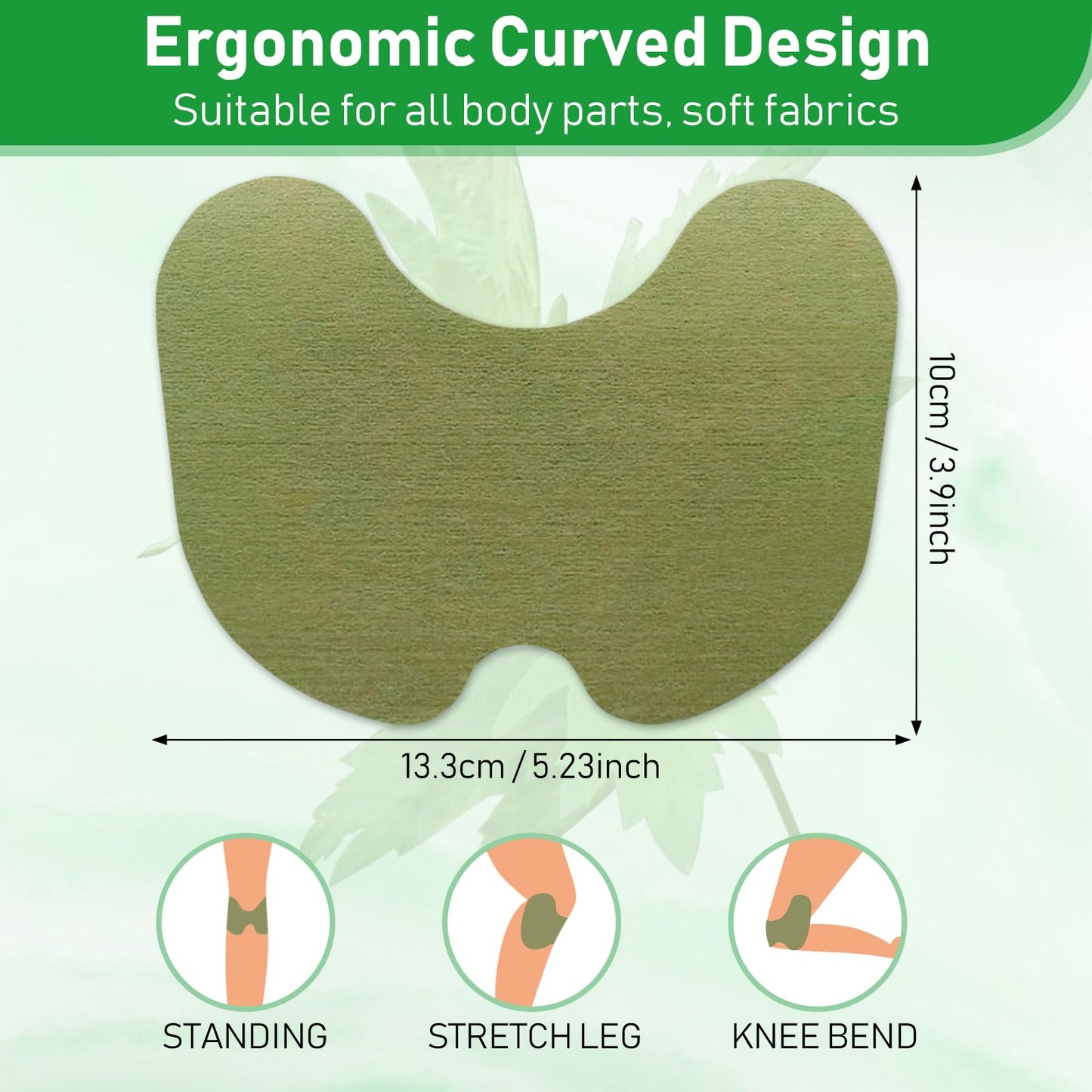 Detailed view of the ergonomic shape of MQUPIN natural pain relief knee stickers