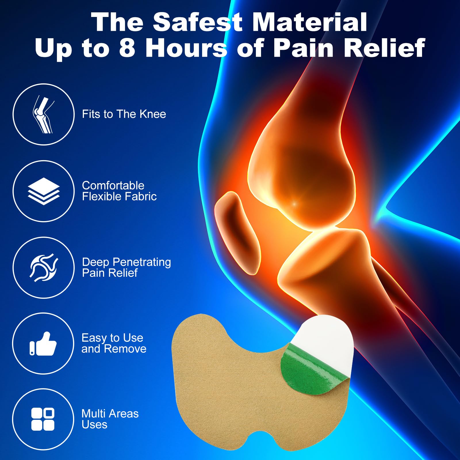 Close up of the ergonomic shape of the naosucura self heating joint plaster for optimal fit