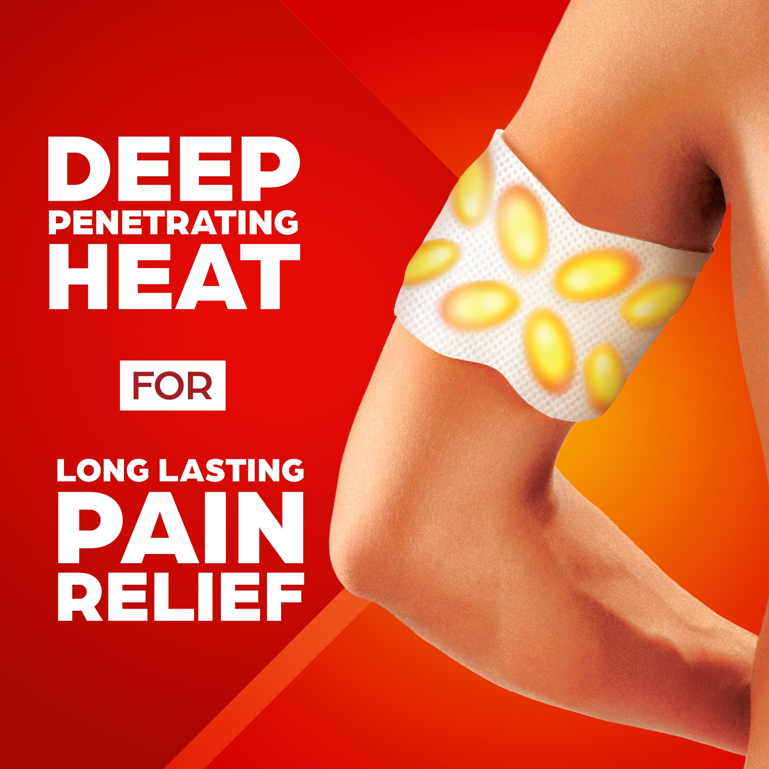 ThermaCare air activated adhesive heat wraps for drug free back and neck comfort.