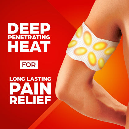 ThermaCare air activated adhesive heat wraps for drug free back and neck comfort.