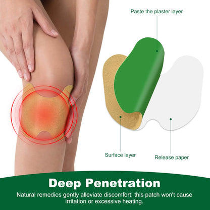 Authentic USA imported naosucura knee patches display showing the botanical ingredients breakdown