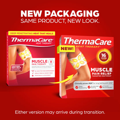 ThermaCare portable pain relief patches for menstrual cramps and muscle stiffness.
