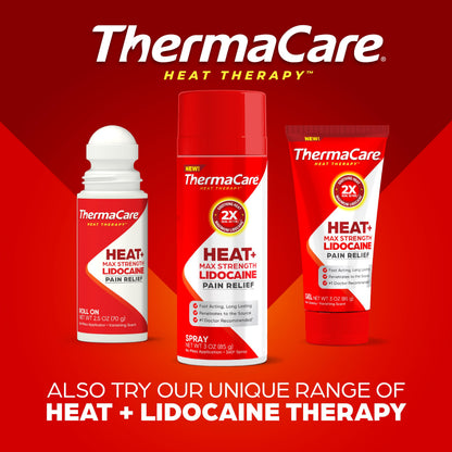 ThermaCare imported USA healthcare product packaging detailing active heat cell technology.