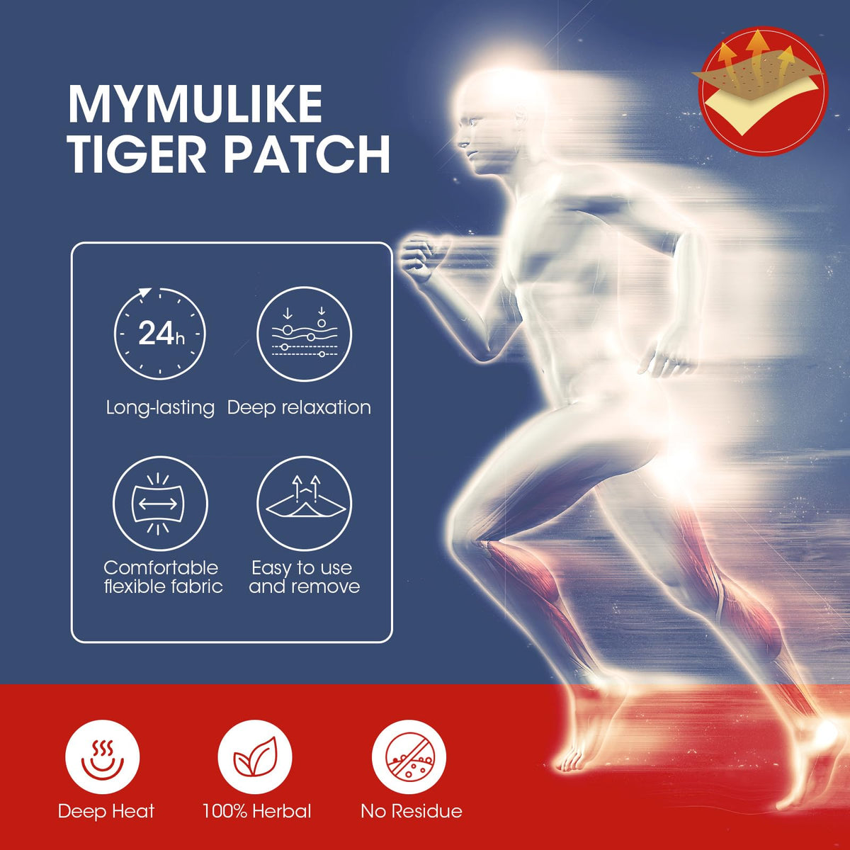 Natural plant extract warming patches detailed view of adhesive backing.