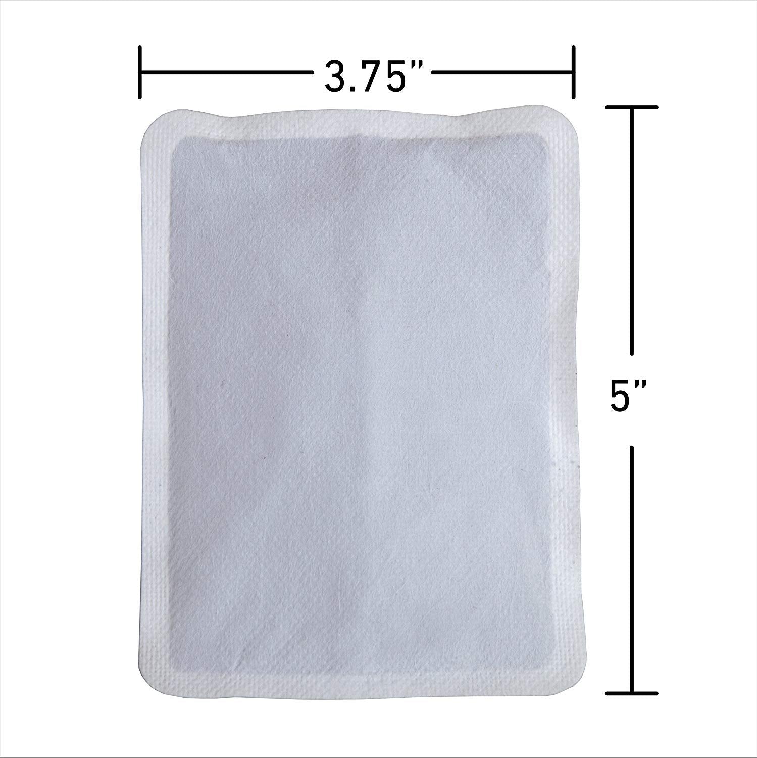 Back view of HotHands self-adhesive warming pads showing usage instructions and details.