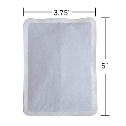 Back view of HotHands self-adhesive warming pads showing usage instructions and details.