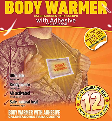 HotHands disposable air-activated body warming sheets designed for clothing attachment.