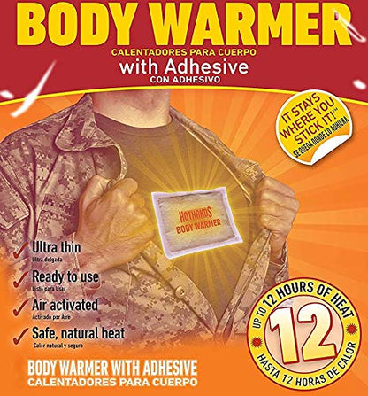 HotHands disposable air-activated body warming sheets designed for clothing attachment.