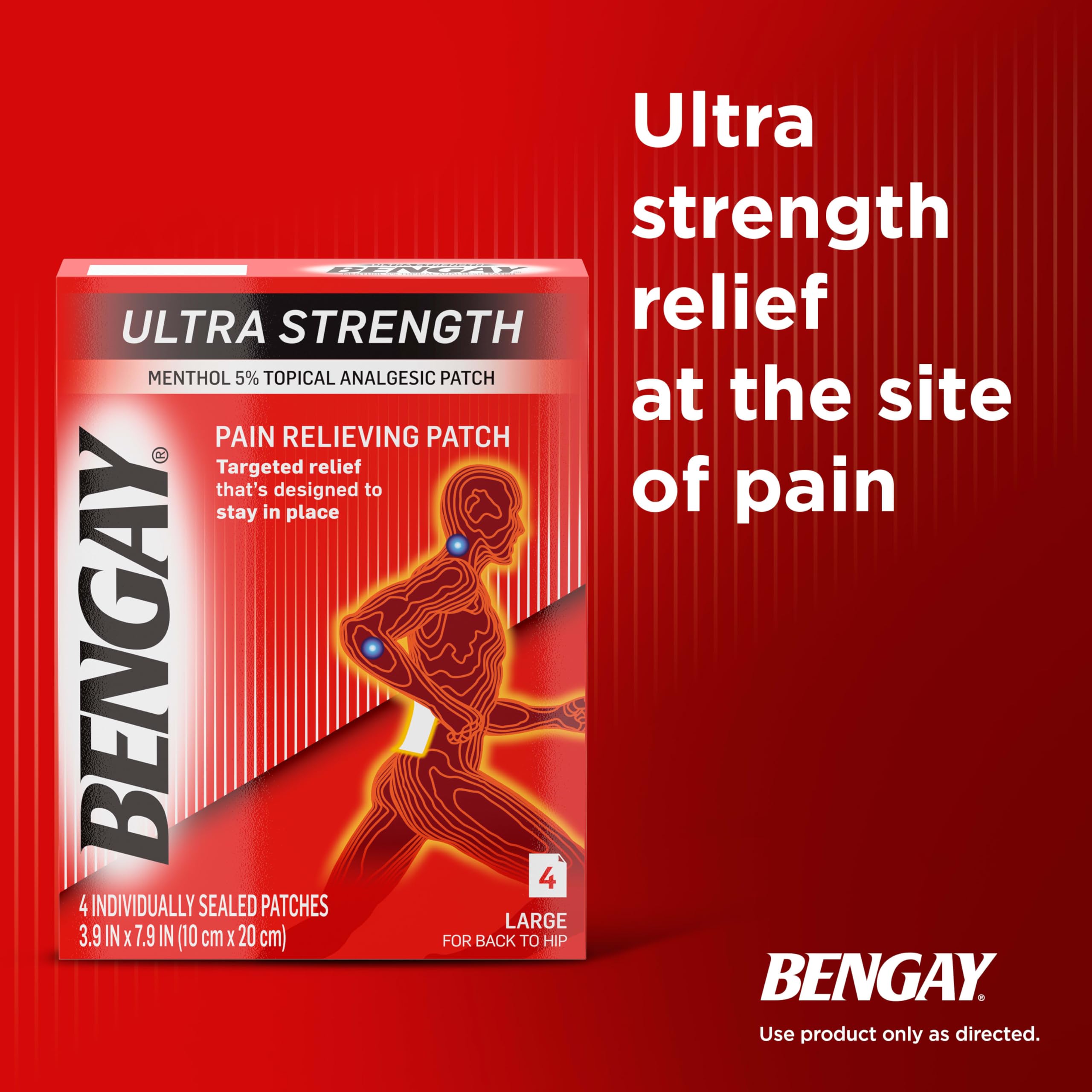 Bengay topical analgesic menthol patch for back pain relief application details
