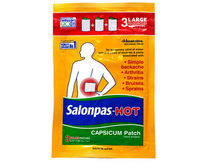 Authentic Salonpas pain relief patch packaging ideal for joint and arthritis soreness