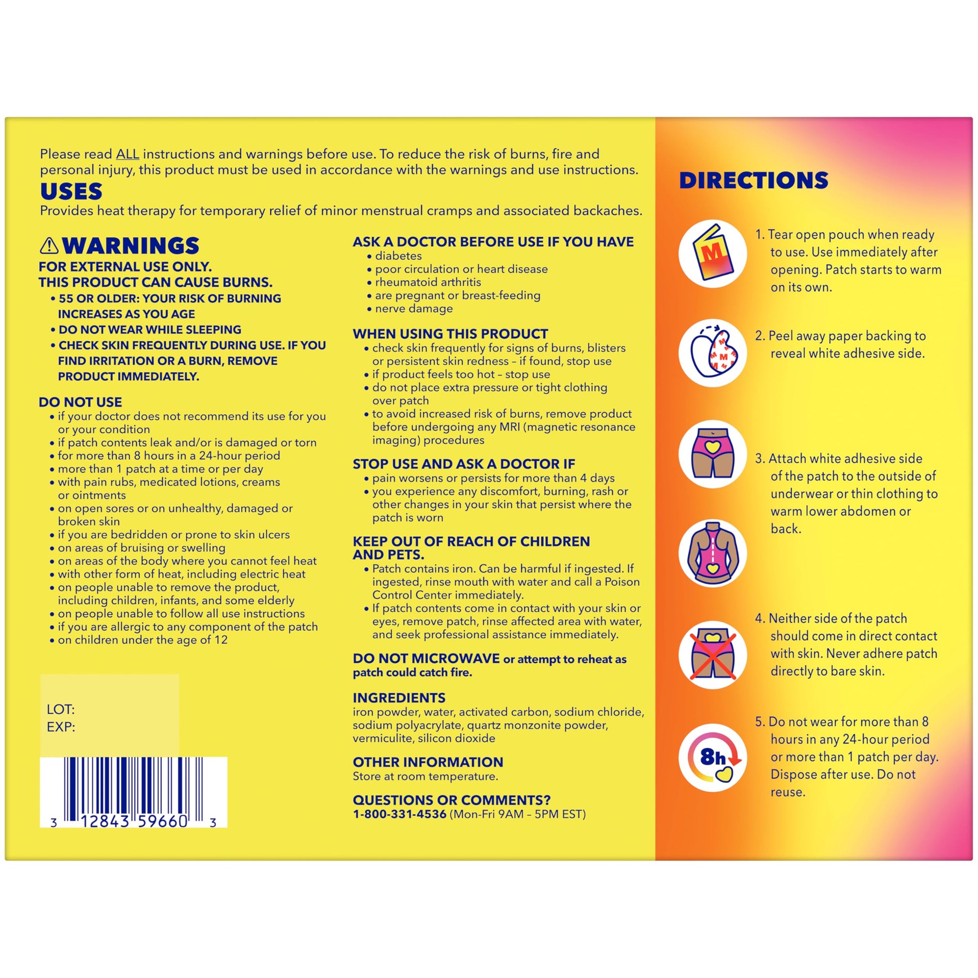 Premium imported Midol period cramp relief adhesive patches on display