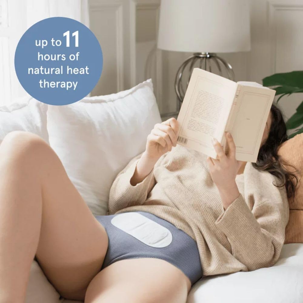 LOLA period relief warming patches showing thin and discreet design suitable for women on the go