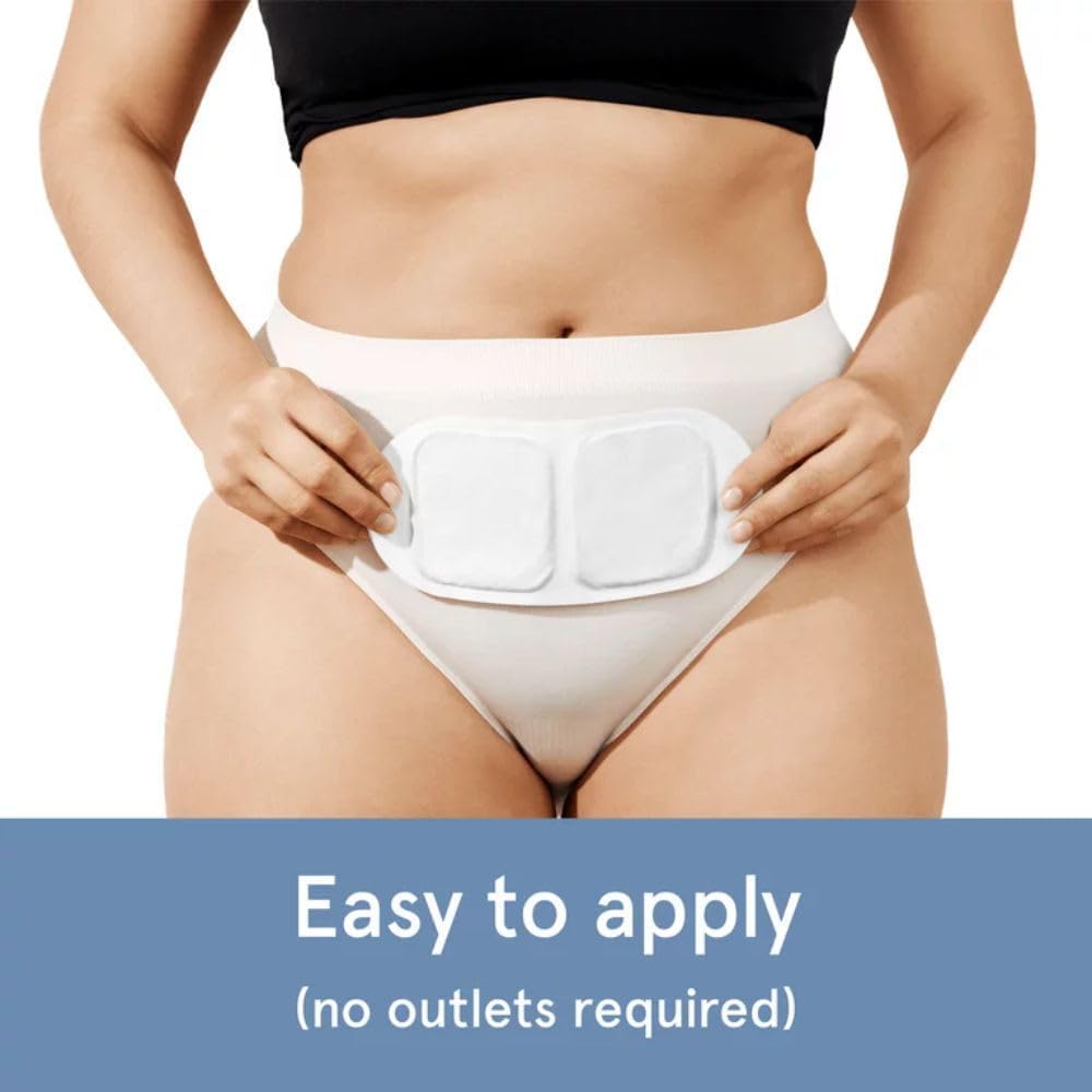 LOLA soothing heat therapy patches illustrating secure adhesive backing for clothing application