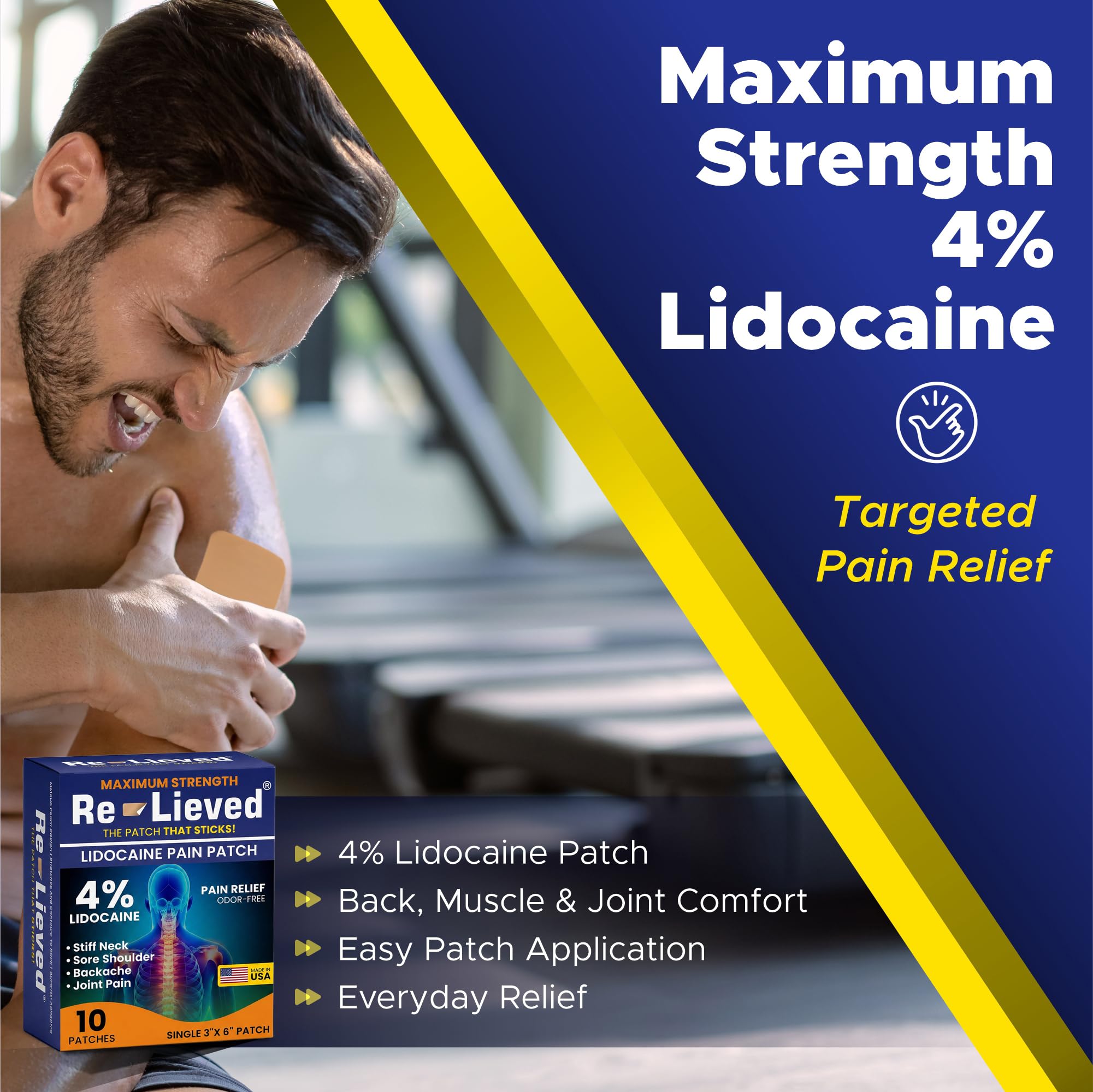 Re-Lieved maximum strength 10 count foam patches for muscle discomfort