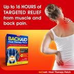 Backaid hip and lower back warming patch showing the detailed application instructions on the box back.