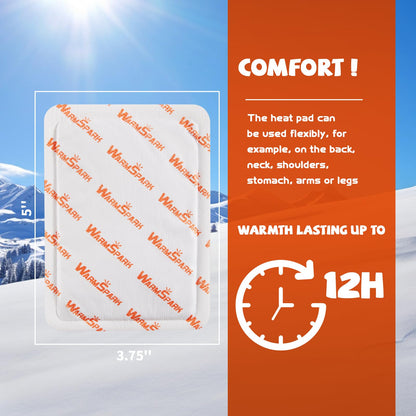 Close up of the flexible adhesive heat patch demonstrating safe clothing attachment for outdoor winter comfort.