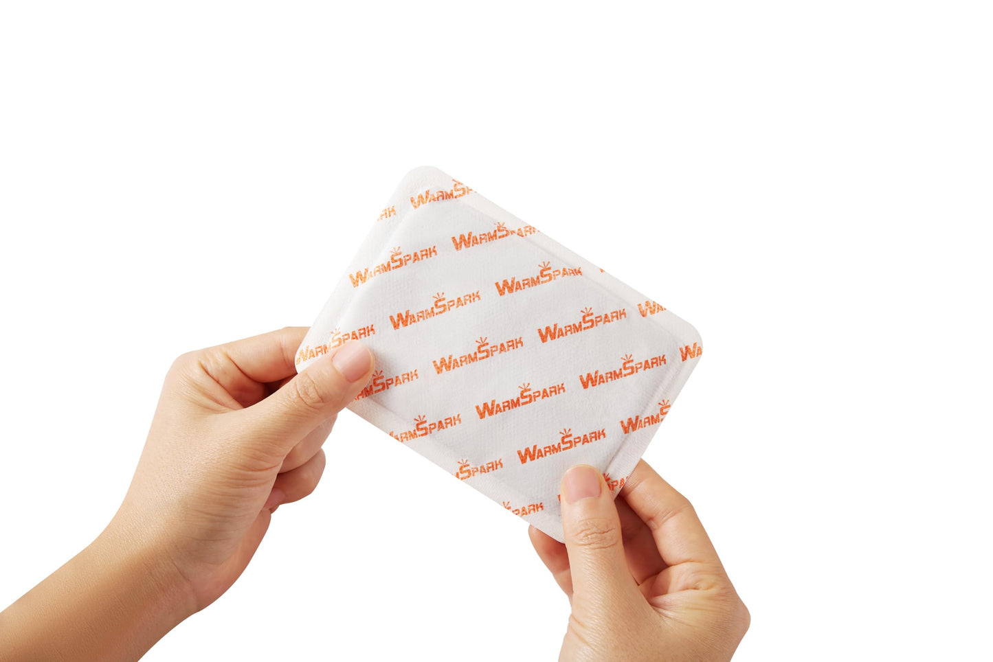 WarmSpark disposable hot packs illustrating air activation process for up to twelve hours of continuous heat.