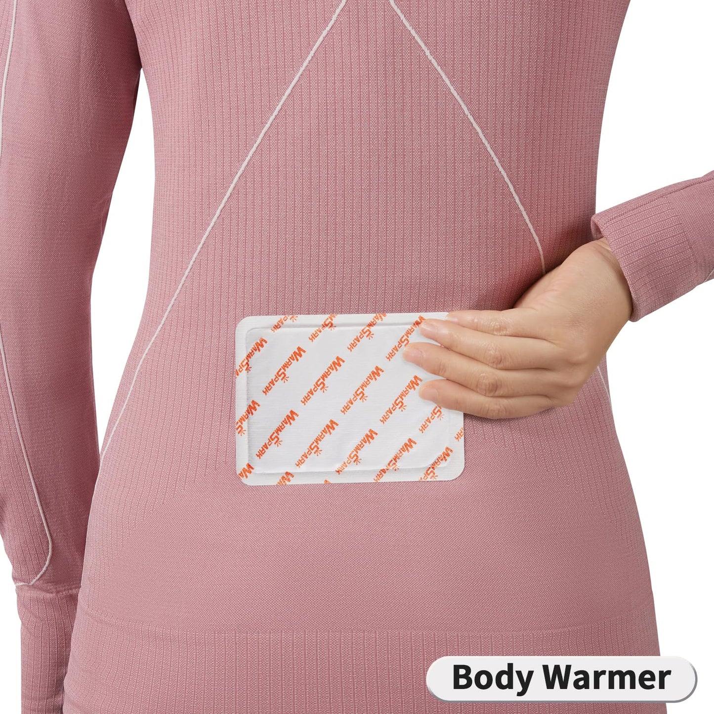 Infographic showing the natural ingredients including iron powder and activated carbon inside the WarmSpark patch.