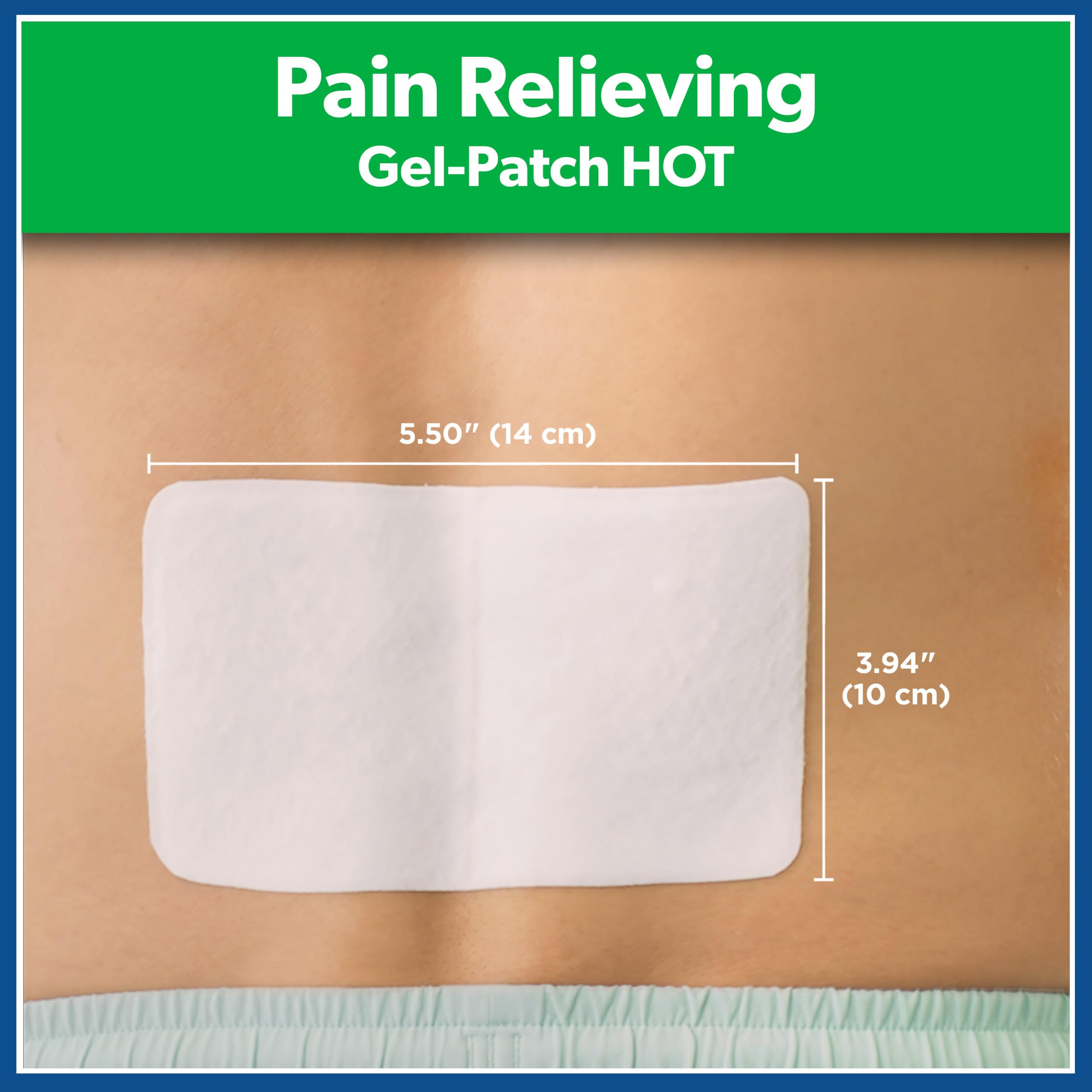 Back view of Salonpas HOT topical patch box showing directions for use and drug facts.