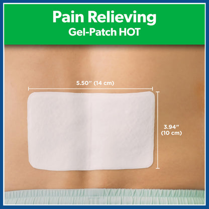 Back view of Salonpas HOT topical patch box showing directions for use and drug facts.