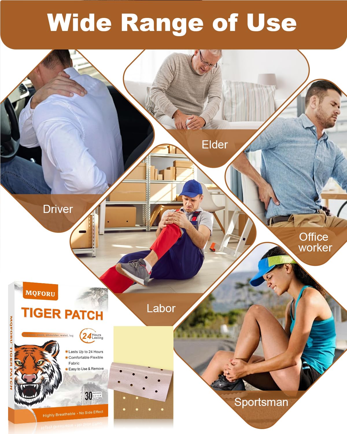 Natural herbal ingredients visualization next to the CLIUNT tiger patches box packaging.