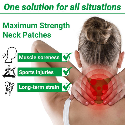 Ergonomic shape of the Ishancare maximum strength heat plaster applied to the cervical area.