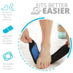 Close-up of the adjustable hook-and-loop straps on the Bodyprox therapeutic wrap for customized fit.