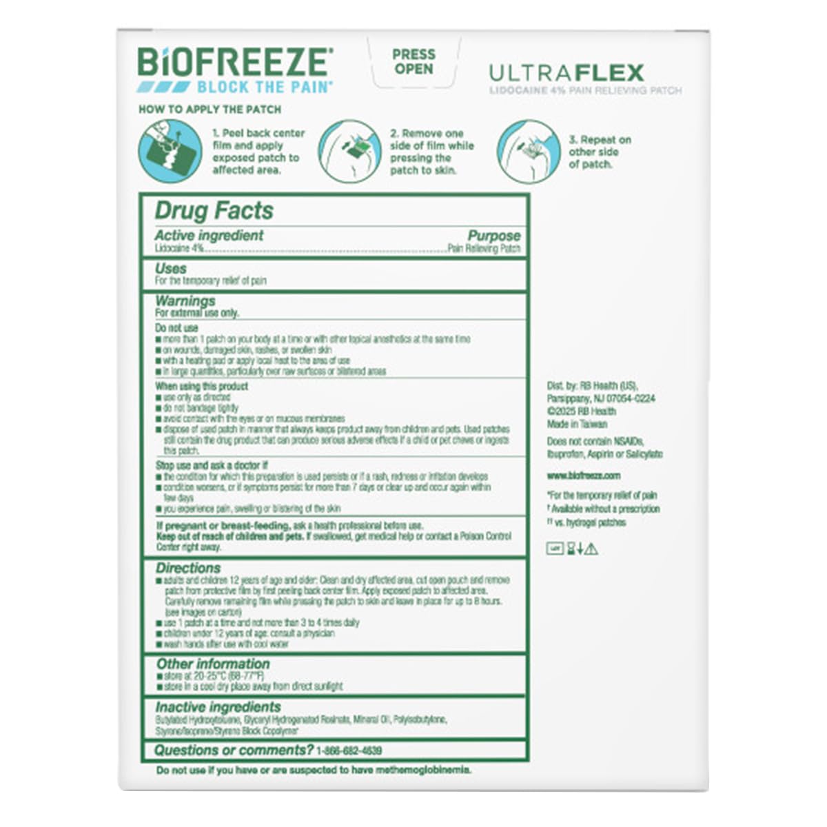 Close up of the unscented flexible pain patch showing its 4-way stretch material texture.