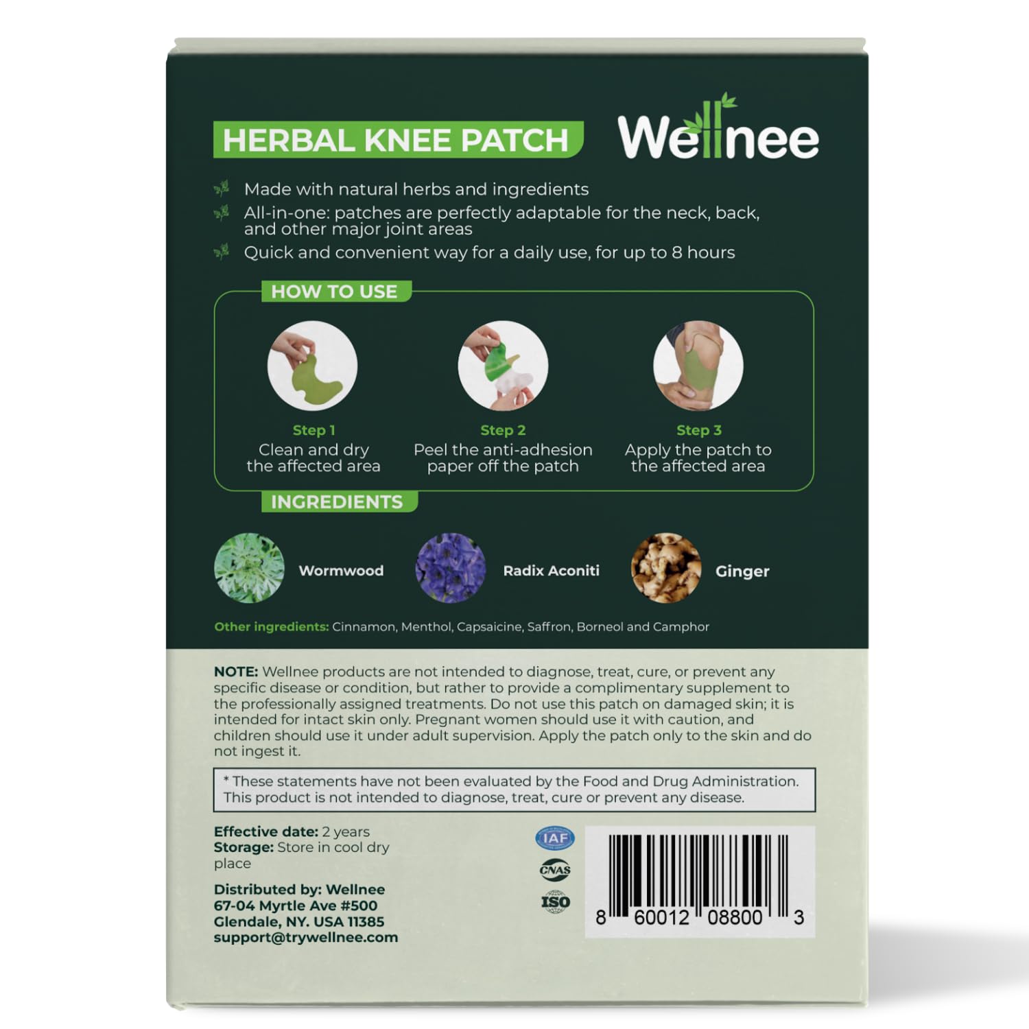 Wellnee maximum strength adhesive heat patches for knee support and muscle comfort.