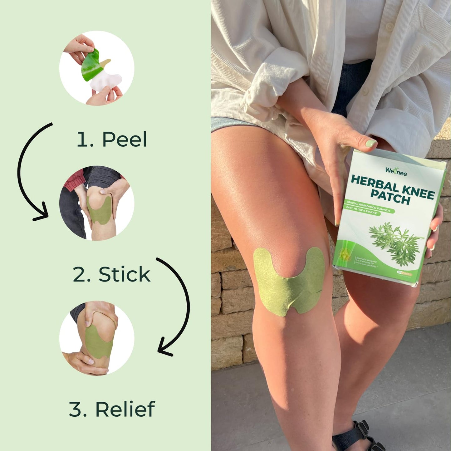 Close up of the non greasy herbal knee plaster sticker showing the secure adhesive side.