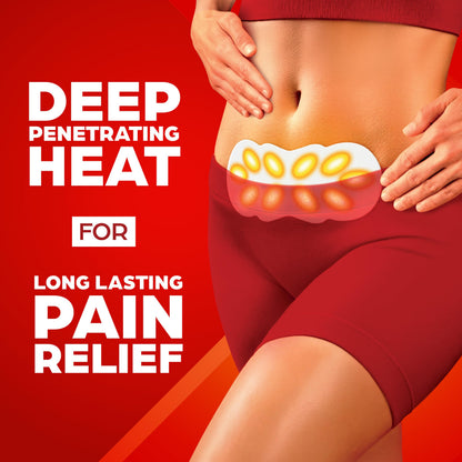 ThermaCare portable period pain relief patches displaying the ultra thin flexible design