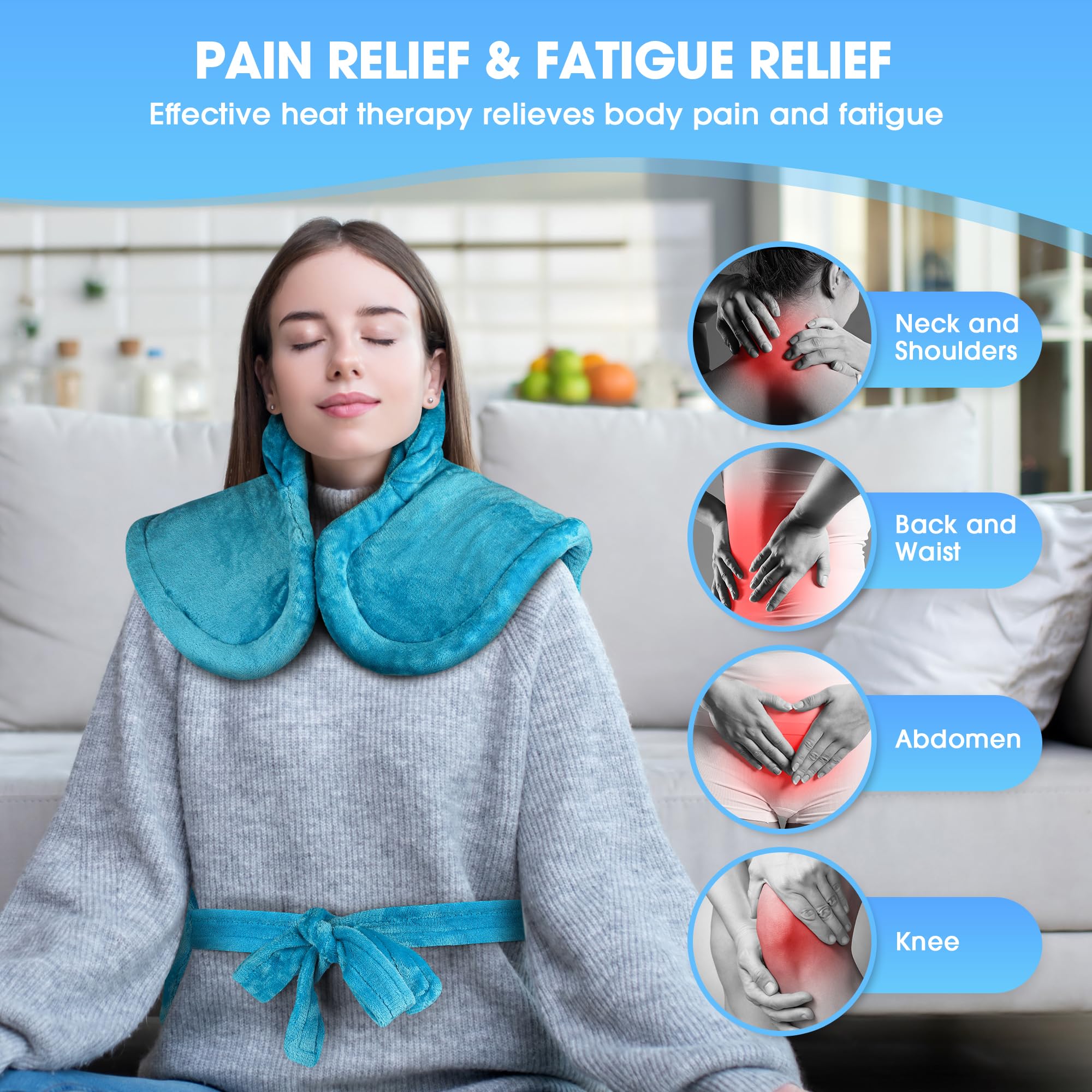 Large electric heat wrap featuring the handheld digital controller with adjustable timer levels