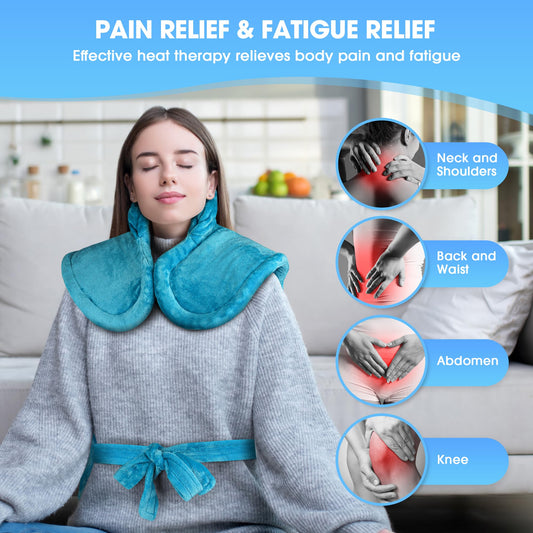 Large electric heat wrap featuring the handheld digital controller with adjustable timer levels