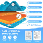 Gray wearable wellness heat wrap showcasing the machine washable safety instructions tag