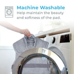 Pure Enrichment electric heating blanket with detached power cord demonstrating machine washable convenience