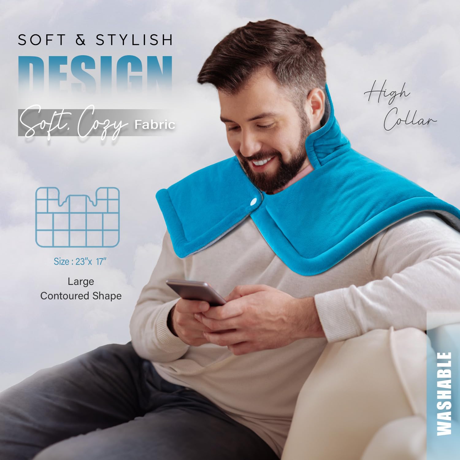 Handheld controller of Fanatato heating pad displaying the six customizable temperature levels.