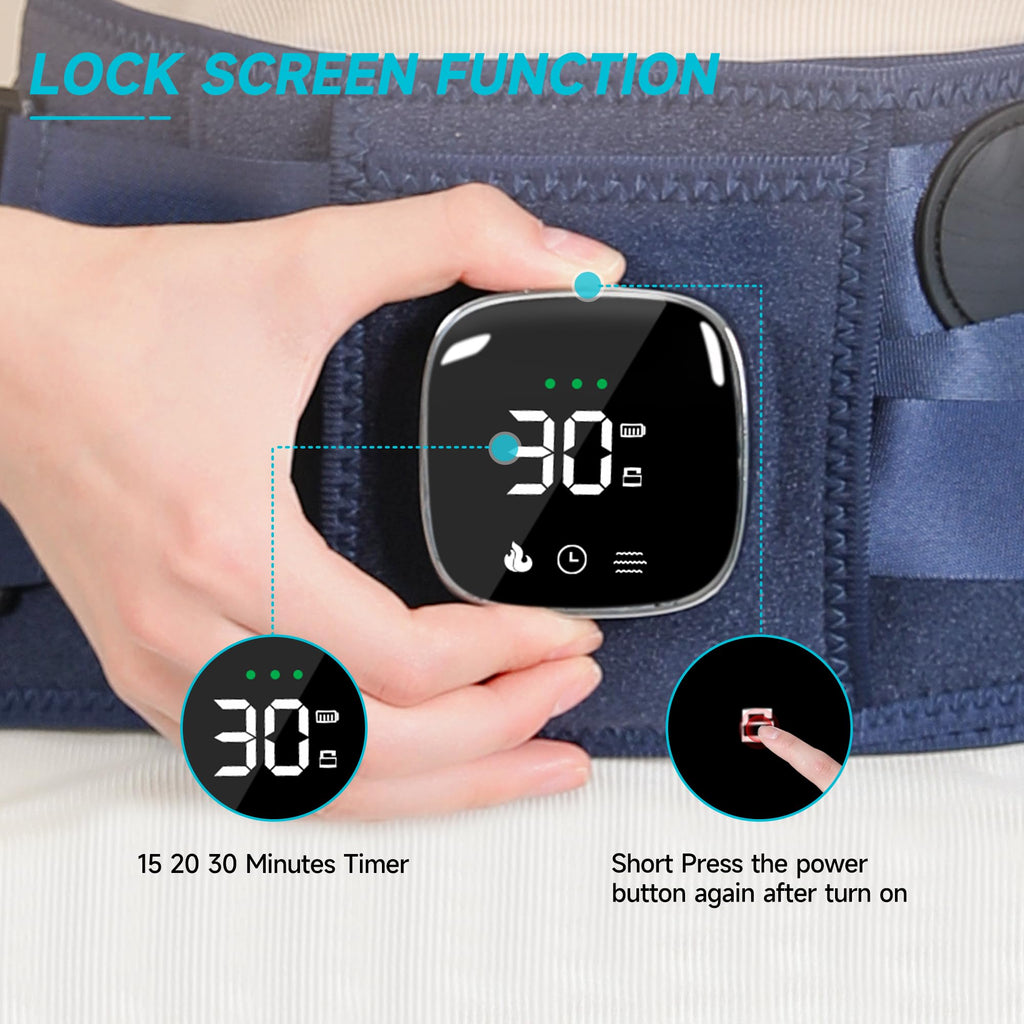 Burrki abdominal and lower back heating pad being operated via the cordless power supply mode