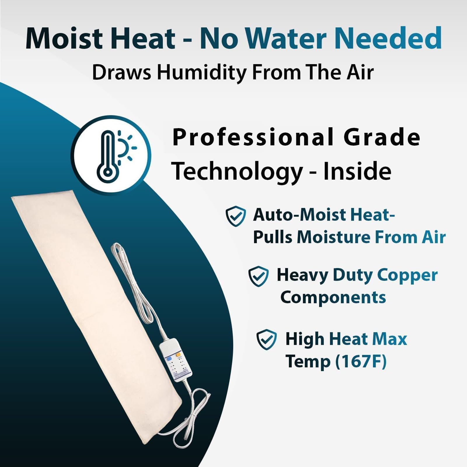 Thermotech second generation medical grade heating pad with digital controller displayed clearly.