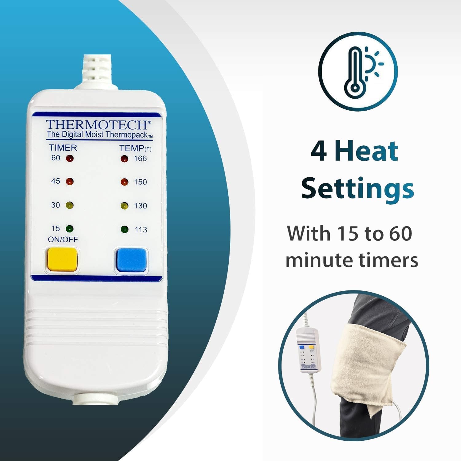 Digital LED controller showing adjustable temperature settings for customized heat therapy.
