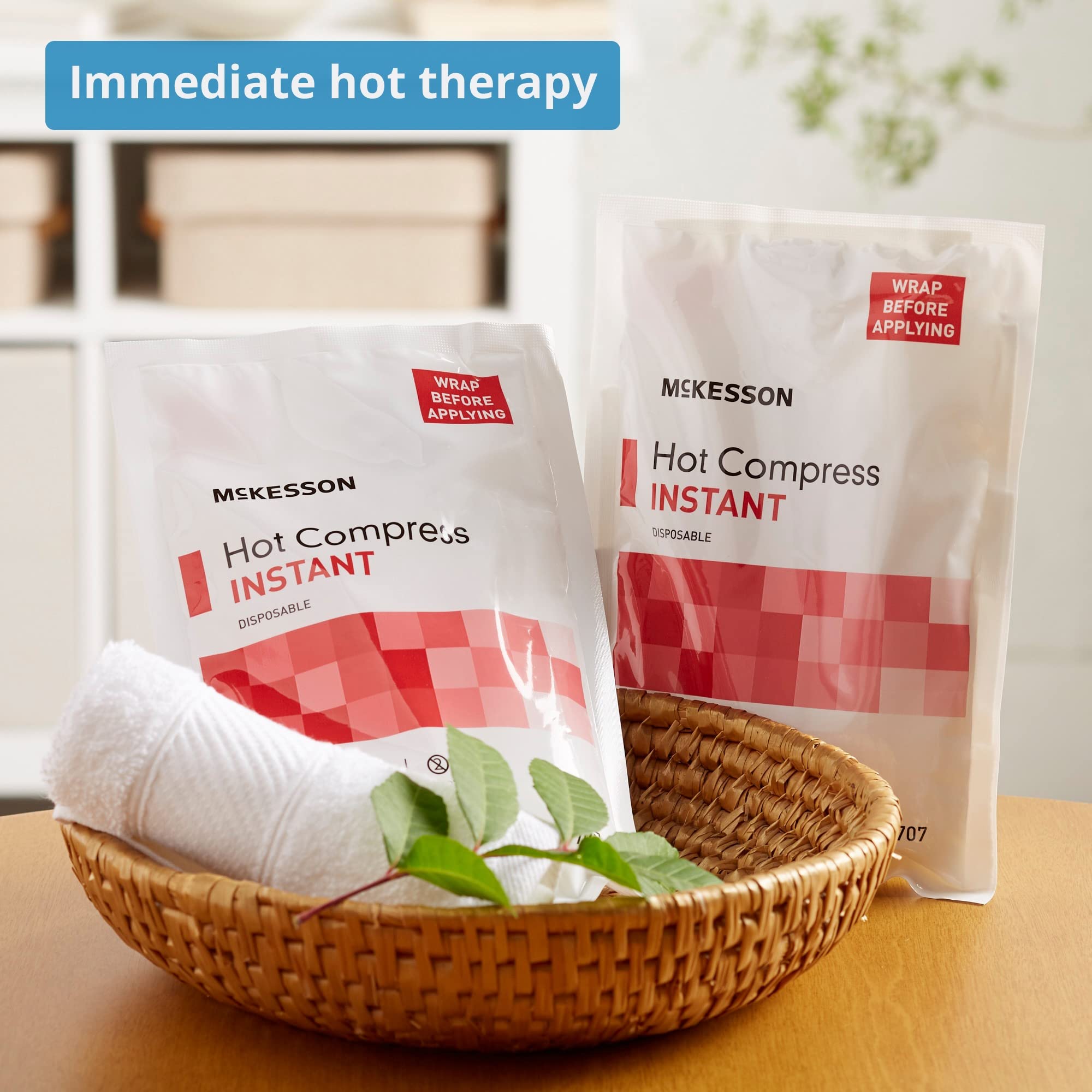McKesson disposable hot pack single unit showing six by nine inch dimensions